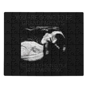 Secret Message Photo Pregnant Announcement Black Jigsaw Puzzle