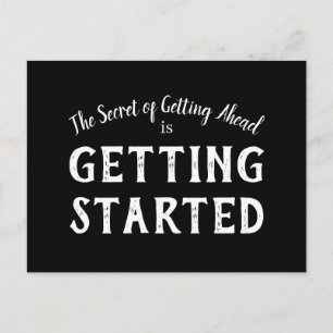 Secret of Success Motivational Quote Black & White Postcard