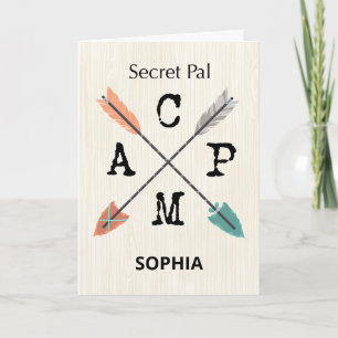 Secret Pal Camp Personalize Name Arrows Card