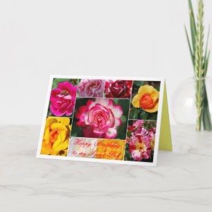Secret Pal Happy Birthday Rose Collage Yellow Card