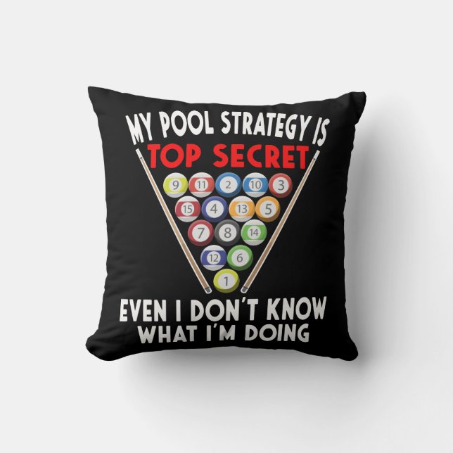 Secret Pool Strategy 8 Ball Funny Billiard Player Throw Pillow (Front)