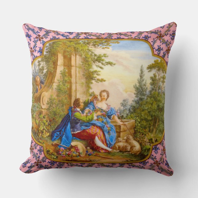 Secret Romance Baroque Throw Pillow (Front)