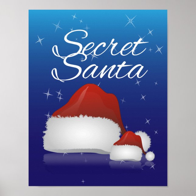 Secret Santa, Blue/Hat Poster (Front)