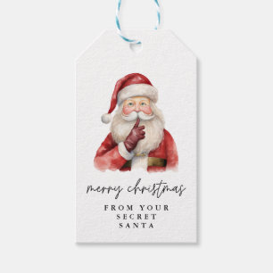 Secret Santa Christmas Gift Watercolor Tags
