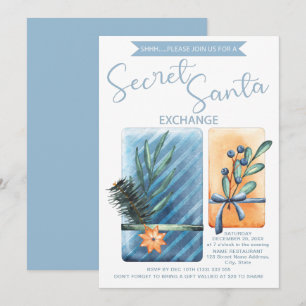 Secret Santa Christmas Party Watercolor Invitation
