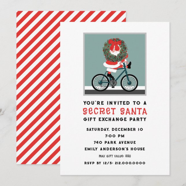 Secret Santa Gift Exchange Christmas Party Invitation (Front/Back)