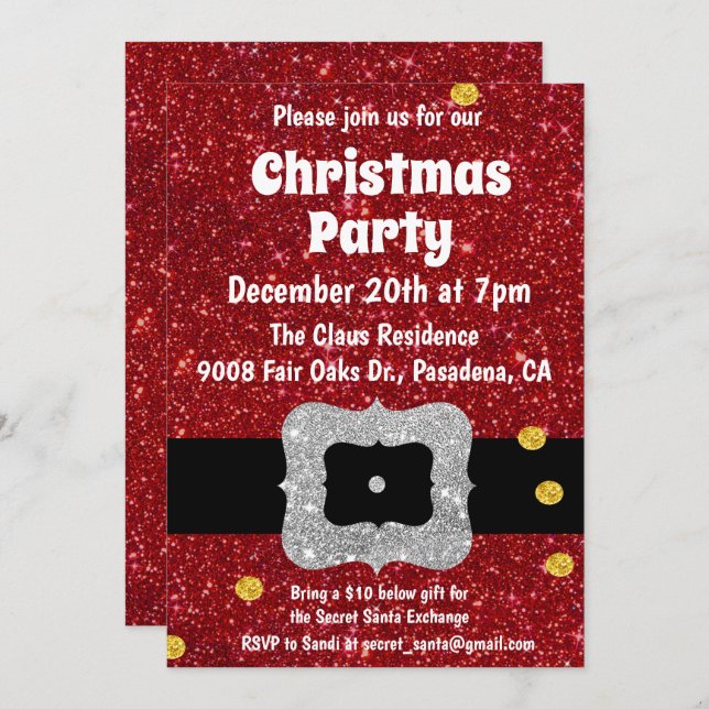 Secret Santa Gift Exchange Invitation (Front/Back)