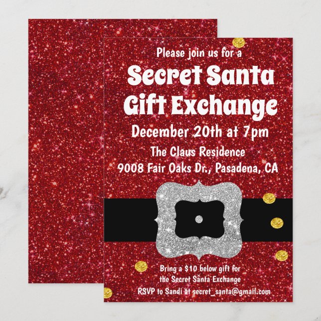 Secret Santa Gift Exchange Invitation (Front/Back)