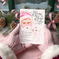 Secret Santa Gift Exchange Retro Pink Santa Claus