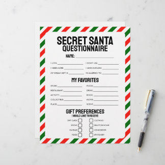 Secret Santa Gift Questionnaire