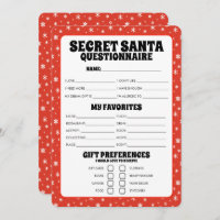 Secret Santa Gift Questionnaire