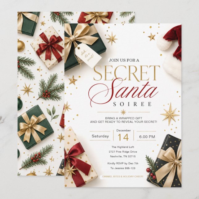 Secret Santa Soirée Invitation (Front/Back)