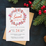 Secret Santa | Winter Holiday Christmas Party Invitation<br><div class="desc">Elegant winter rustic wreath Christmas holiday party invitation template featuring watercolor orange coral red and fuchsia pink berries, a little cardinal bird, and a modern contemporary typography script. Personalize it with your details! The invitation is suitable for winter holidays / Christmas elegant chic rustic country floral family or friends parties...</div>