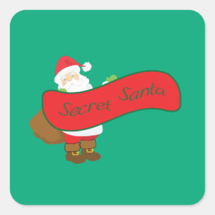 Secret Santa with Santa Figure Square Sticker