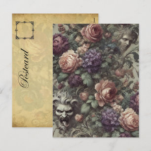 Secret Societies Bloom in Spirals – Gothic  Holiday Postcard
