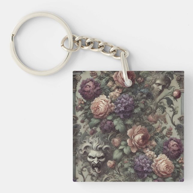 Secret Societies Bloom in Spirals – Gothic  Keychain (Front)