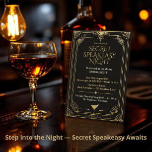 Secret Speakeasy Night Invitation - Roaring 20s 