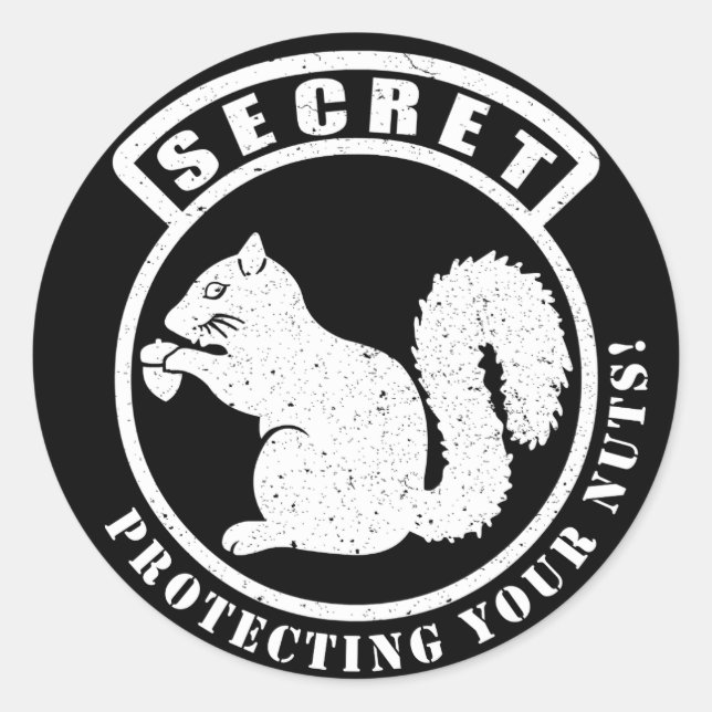 Secret Squirrel Patch Protecting Your Nuts Classic Round Sticker (Front)