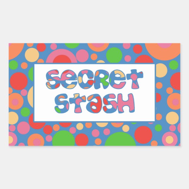 Secret Stash Labels, Bright and Bubbly Pattern Sticker (Front)