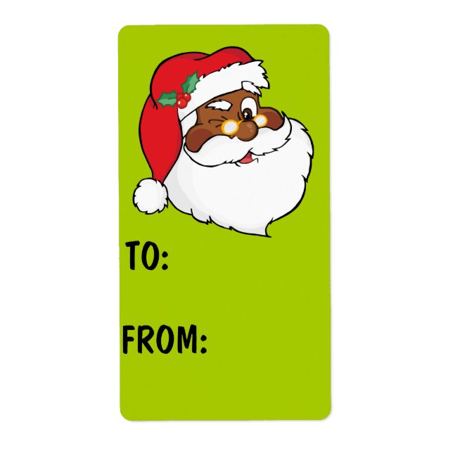 Secret Winking Black Santa Claus Étiquette cadeau (Devant)