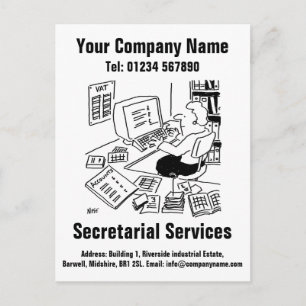 Secretarial Services Cartoon Design to Personalise Postcard