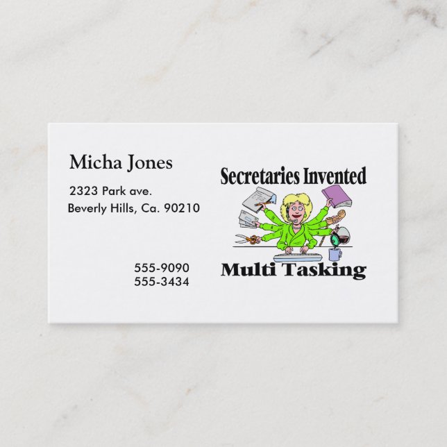 Secretaries Invented Multi Tasking Business Card (Front)