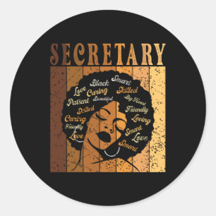 Secretary Afro African American Women Black Histor Classic Round Sticker