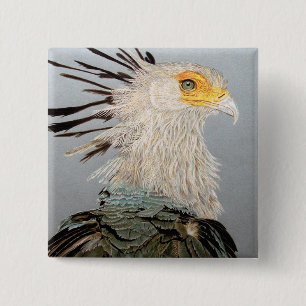 Secretary Bird 2 Inch Square Button