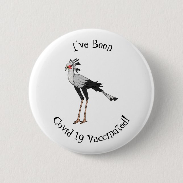 Secretary bird cartoon illustration 2 inch round button (Front)