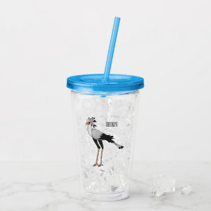 Secretary bird cartoon illustration acrylic tumbler
