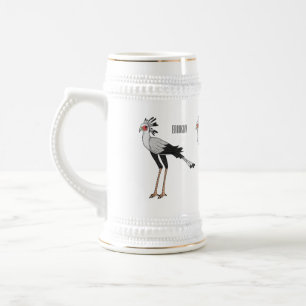Secretary bird cartoon illustration beer stein