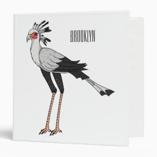 Secretary bird cartoon illustration binder