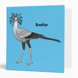 Secretary bird cartoon illustration binder