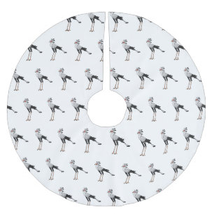Secretary bird cartoon illustration brushed polyester tree skirt