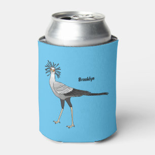 Secretary bird cartoon illustration  can cooler