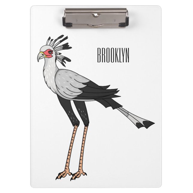 Secretary bird cartoon illustration  clipboard (Front)