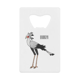 Secretary bird cartoon illustration  credit card bottle opener