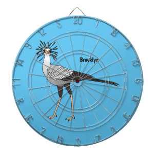 Secretary bird cartoon illustration  dartboard