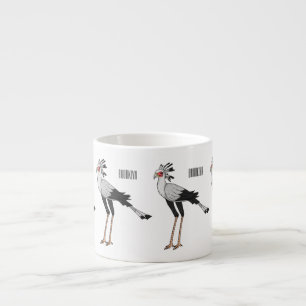 Secretary bird cartoon illustration  espresso cup