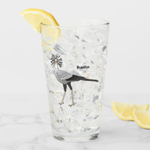 Secretary bird cartoon illustration  glass