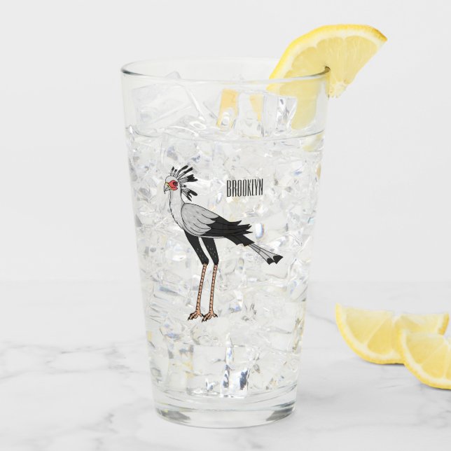 Secretary bird cartoon illustration glass (Back Ice)