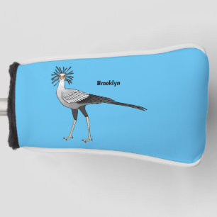 Secretary bird cartoon illustration  golf head cover