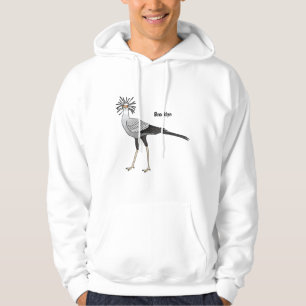 Secretary bird cartoon illustration  hoodie