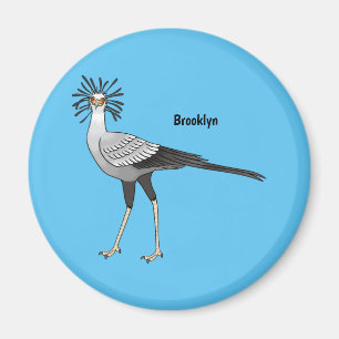 Secretary bird cartoon illustration magnet