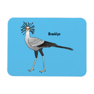 Secretary bird cartoon illustration magnet