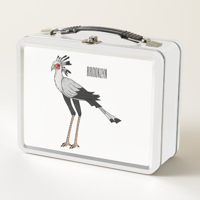 Secretary bird cartoon illustration  metal lunch box (Front)
