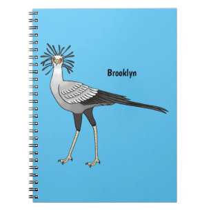 Secretary bird cartoon illustration  notebook