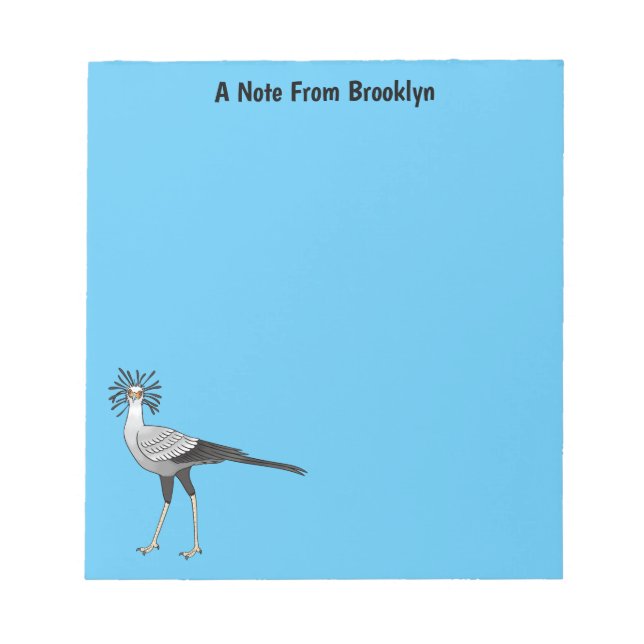 Secretary bird cartoon illustration notepad (Front)