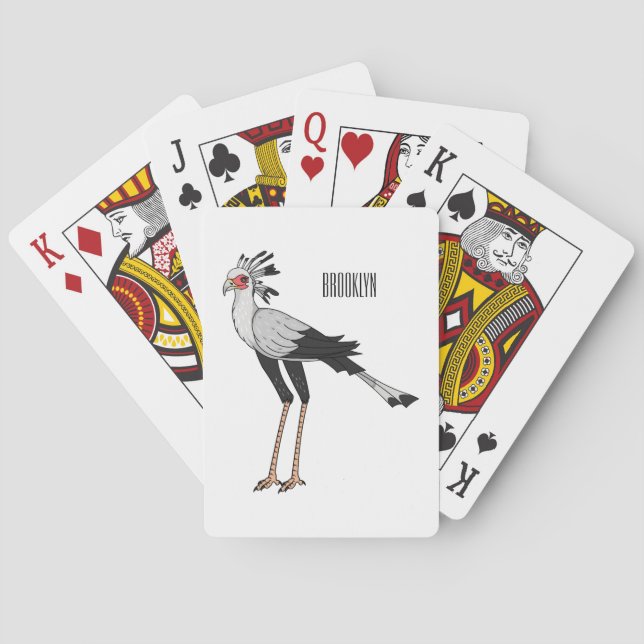 Secretary bird cartoon illustration playing cards (Back)