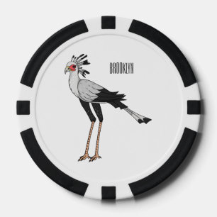 Secretary bird cartoon illustration poker chips
